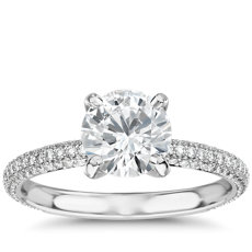 The Gallery Collection Rolled Micropave Diamond Engagement Ring in Platinum